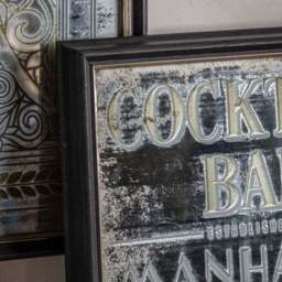 Cedar and Sage Antique Printed Cocktail Bar Wall Mirror - thumbnail 2