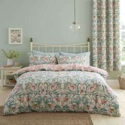 Catherine Lansfield Clarence Floral Reversible Natural Duvet Cover & Pillowcase Set - thumbnail 1