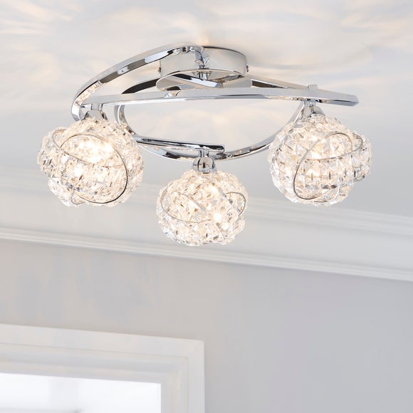Cecilie 3 Light Crystal Semi Flush Ceiling Light - image 1