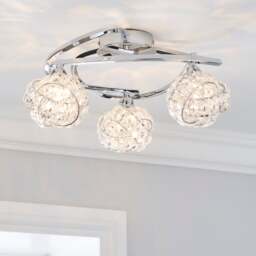 Cecilie 3 Light Crystal Semi Flush Ceiling Light