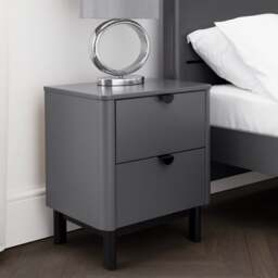 Chloe 2 Drawer Bedside Table, Grey - thumbnail 1