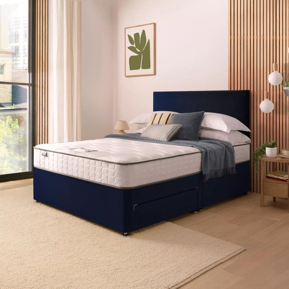 Silentnight Divan Bed With Velvet Paris Headboard and 800 Pocket Sprung Mattress - image 1