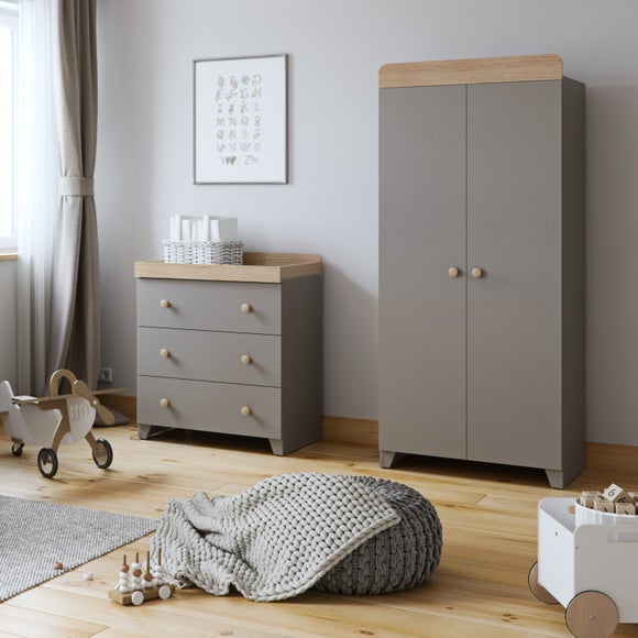 Little Acorns Classic Oak Effect 3 Drawer Chest and Wardrobe Nursery Set - image 1