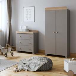 Little Acorns Classic Oak Effect 3 Drawer Chest and Wardrobe Nursery Set - thumbnail 1