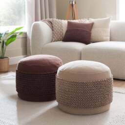 Jersey Bobble Banded Cotton Pouffe - thumbnail 4