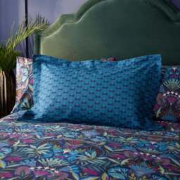 Lucille Navy 100% Cotton Oxford Pillowcase - thumbnail 2