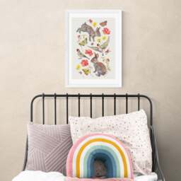 East End Prints Meadow Birds Bunnies And Butterflies Print - thumbnail 1