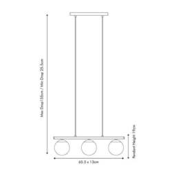 Asterope Metal 3 Light Diner Ceiling Light - thumbnail 5