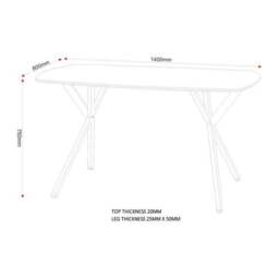 Athens 4 Seater Rectangular Dining Table, Grey - thumbnail 3