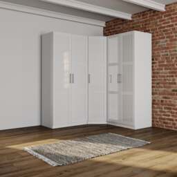 Sudbury Framed 3 Piece Mirrored Corner Wardrobe Set