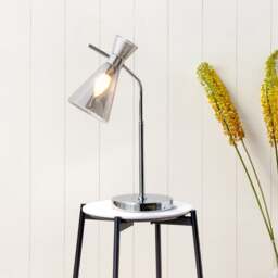 Monroe Waisted Glass and Metal Table Lamp - thumbnail 1