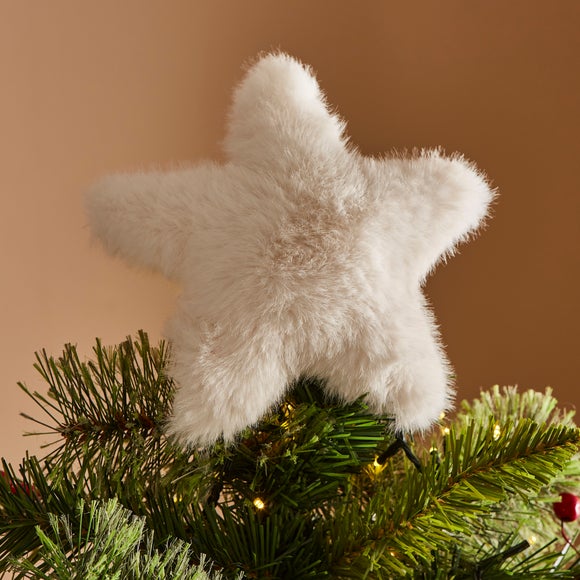 Ivory Star Faux Fur Tree Topper - image 1