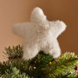 Ivory Star Faux Fur Tree Topper