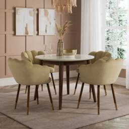Vivian Dining Chair, Velvet with Dark Stain Legs - thumbnail 1