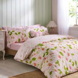 Catherine Lansfield Strawberry Frills Polycotton Duvet Cover & Pillowcase Set - thumbnail 1