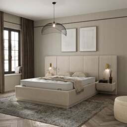 Oversized Ottoman Hotel Bed Frame, Boucle