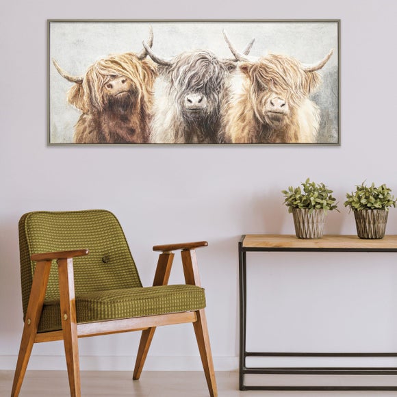 Cedar & Sage Three of a Kind Highland Cow Framed Canvas - image 1