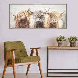 Cedar & Sage Three of a Kind Highland Cow Framed Canvas - thumbnail 1