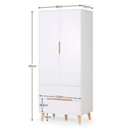 Alicia Double Wardrobe, White & Oak - thumbnail 3