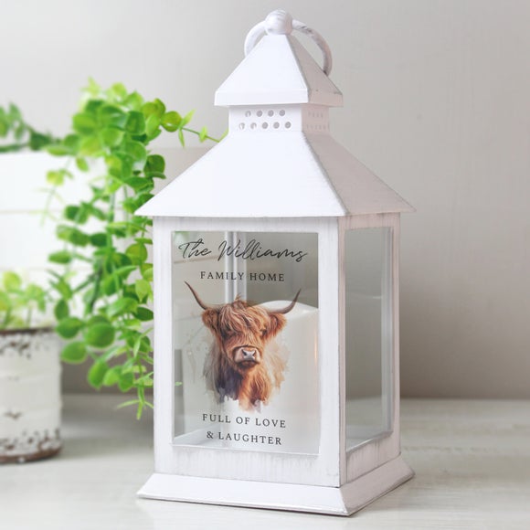 Personalised Highland Cow LED Lantern - image 1