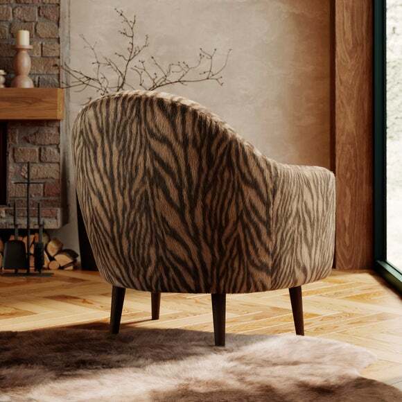 Kaspar Zebra Print Faux Fur Tub Chair by Dunelm