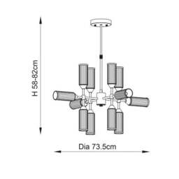 Vogue Bailey Art Deco 12 Light Adjustable Ceiling Light - thumbnail 6