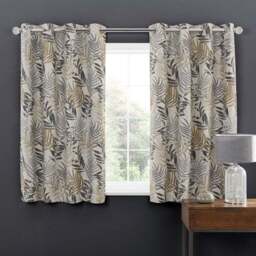 Leaf Jacquard Eyelet Curtains - thumbnail 5
