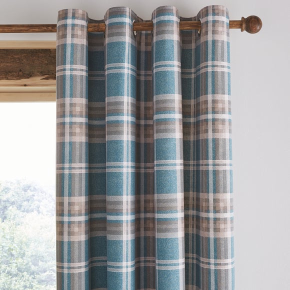 Catherine Lansfield Tweed Woven Check Eyelet Curtains