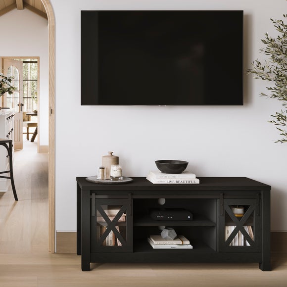 "Clover TV Unit for TVs up to 55"", Black Glass" - image 1