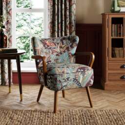 Eliza Wooden Arm Jacquard Nature's Exhibitionists Occasional Armchair Wild Tropics - thumbnail 1