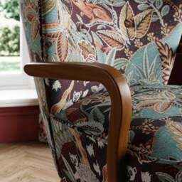 Eliza Wooden Arm Jacquard Nature's Exhibitionists Occasional Armchair Wild Tropics - thumbnail 3
