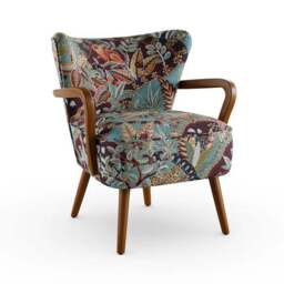 Eliza Wooden Arm Jacquard Nature's Exhibitionists Occasional Armchair Wild Tropics - thumbnail 6