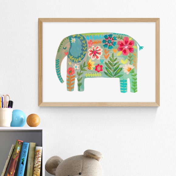 East End Prints Floral Elephant by Darcie Olley Print - image 1