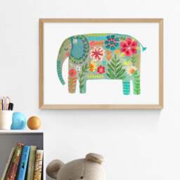 East End Prints Floral Elephant by Darcie Olley Print - thumbnail 1