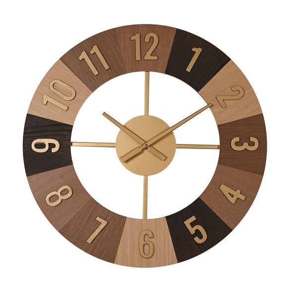 Hometime Sectioned Wood Round Wall Clock - image 1