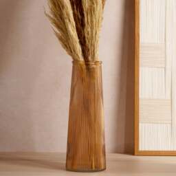 Hestia Tall Ribbed Glass Vase - thumbnail 1