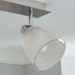Bremont 2 Light Ribbed Glass Bathroom Semi Flush Spotlight Bar - thumbnail 3