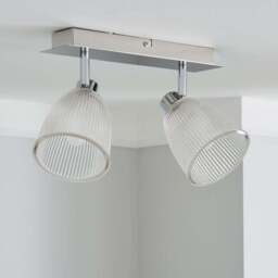 Bremont 2 Light Ribbed Glass Bathroom Semi Flush Spotlight Bar - thumbnail 2
