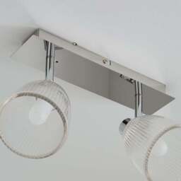 Bremont 2 Light Ribbed Glass Bathroom Semi Flush Spotlight Bar - thumbnail 4