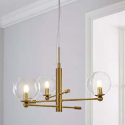 Nour 3 Light Antique Brass Semi Flush Ceiling Light - thumbnail 1
