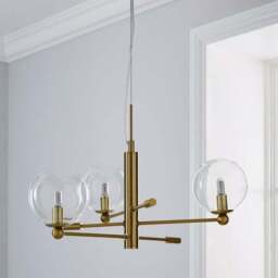 Nour 3 Light Antique Brass Semi Flush Ceiling Light - thumbnail 2