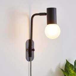 Bradford Matt Black Plug in Wall Light - thumbnail 1