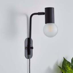 Bradford Matt Black Plug in Wall Light - thumbnail 2