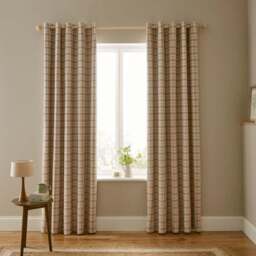 Denton Check Blackout Eyelet Curtains - thumbnail 2