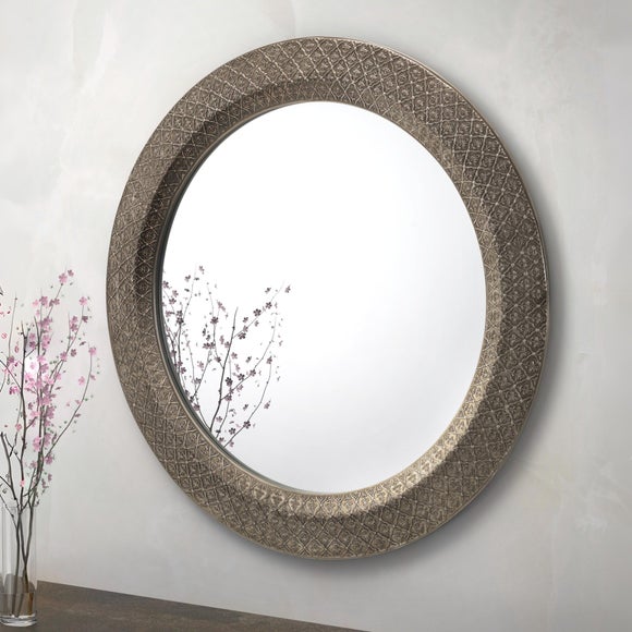Cadence Round Pewter Wall Mirror - image 1
