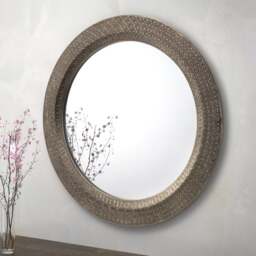 Cadence Round Pewter Wall Mirror - thumbnail 1