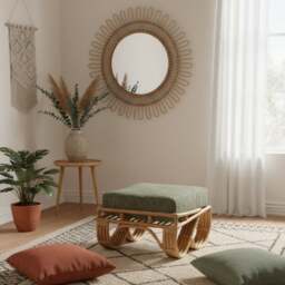 Desser Pretzel Rattan Footstool - thumbnail 1