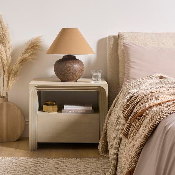 Romy Wide 1 Drawer Bedside Table, Mango Wood - image 1