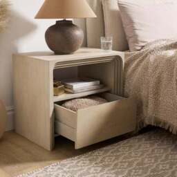Romy Wide 1 Drawer Bedside Table, Mango Wood - thumbnail 2