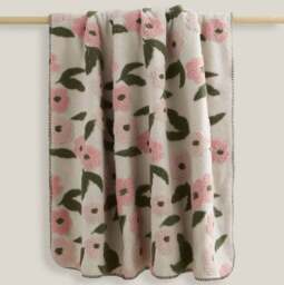 Floral Jacquard Throw Blanket 130cm x 180cm - thumbnail 2